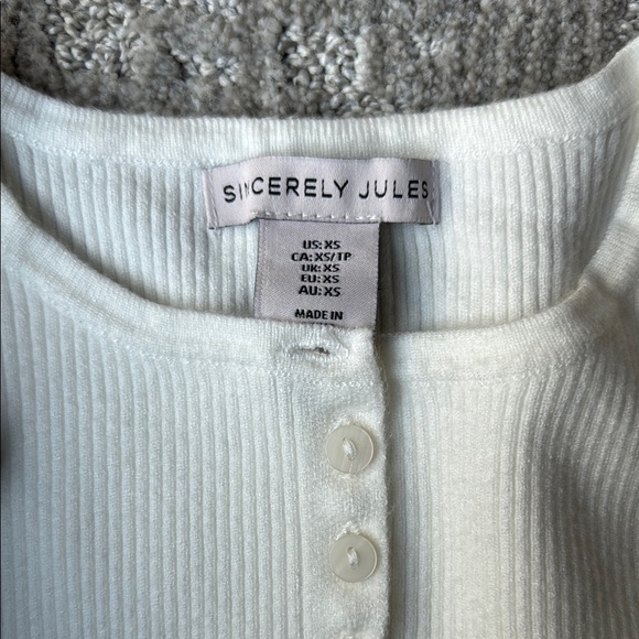 C/MEO Collective White Ribbed Button-Front Tank Top - Picture 2 of 3